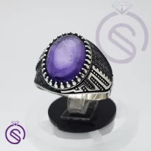 15699انگشتر نقره آمیتیست مردانه مدل برگ کد 62172