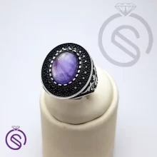 22223انگشتر نقره آمیتیست مردانه مدل سروش کد 62476