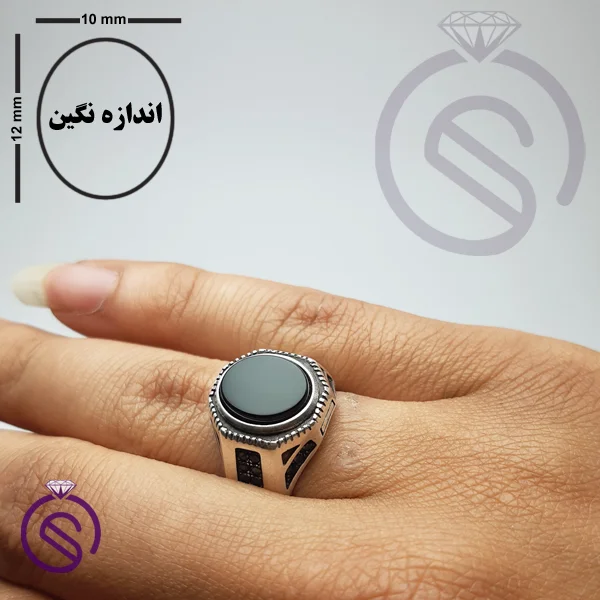 انگشتر عقیق سیاه مدل آمین