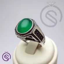 انگشتر نقره عقیق سبز مردانه مدل آمین کد 62234