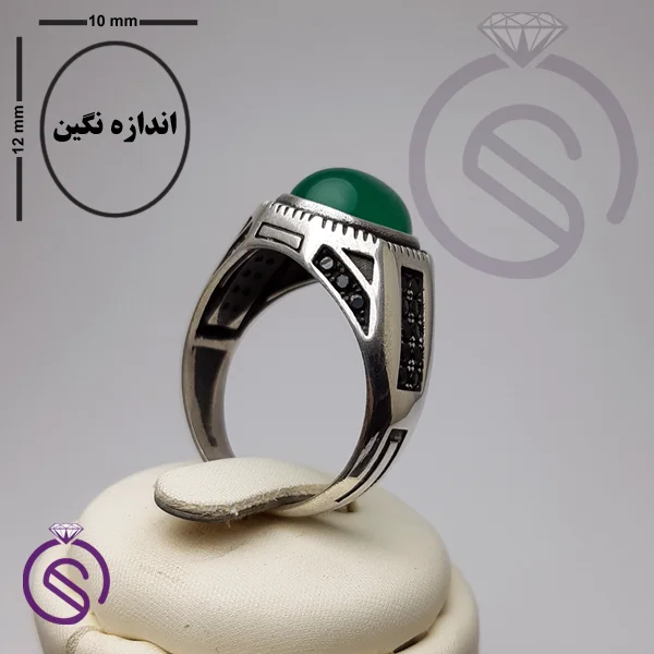انگشتر عقیق سبز مدل آمین