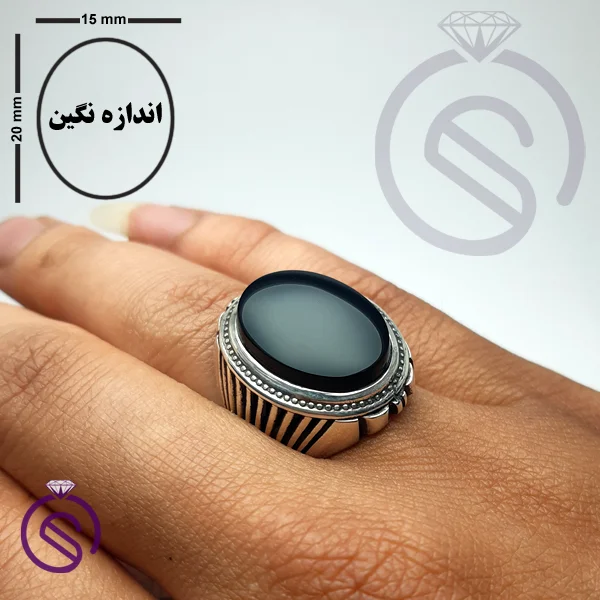 انگشتر عقیق سیاه مدل آیدین