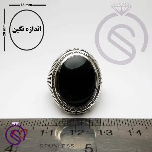 انگشتر عقیق سیاه مدل آیدین