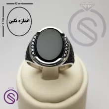 انگشتر عقیق سیاه مدل بارسلونا