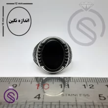 انگشتر عقیق سیاه مدل بارسلونا