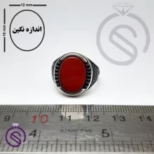 انگشتر عقیق قرمز مدل بارسلونا