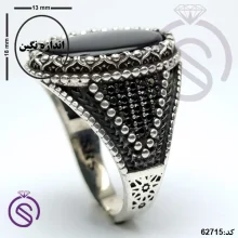 انگشتر نقره عقیق سیاه مردانه مدل سینا