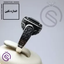 انگشتر عقیق سیاه مدل پیک