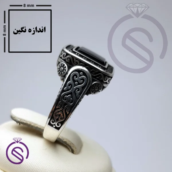 انگشتر عقیق سیاه مدل پیک