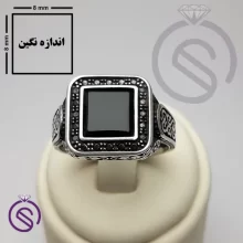 انگشتر عقیق سیاه مدل پیک