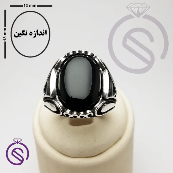انگشتر نقره عقیق سیاه مردانه مدل ایرج