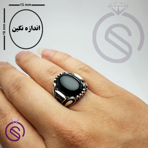 انگشتر نقره عقیق سیاه مردانه مدل ایرج