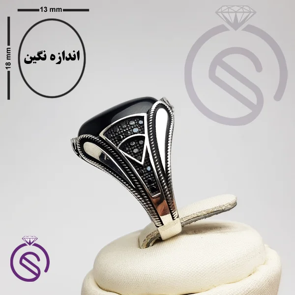 انگشتر نقره عقیق سیاه مردانه مدل ایرج