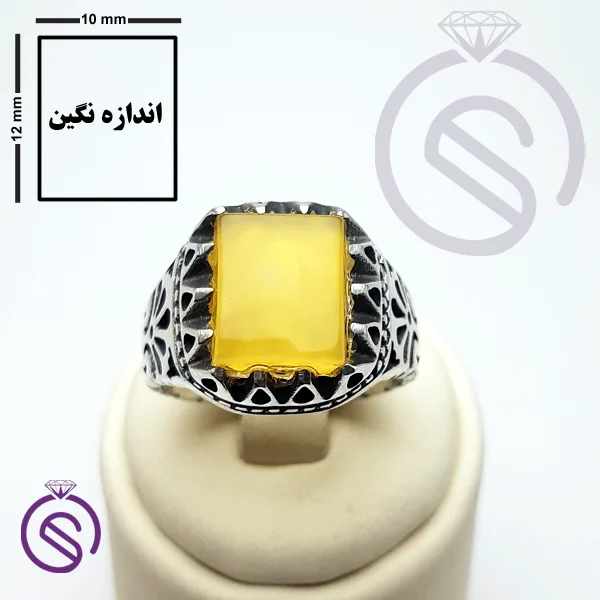 انگشتر نقره عقیق سیاه مردانه مدل خرداد