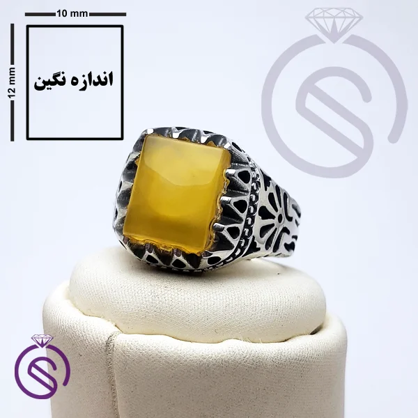 انگشتر نقره عقیق سیاه مردانه مدل خرداد