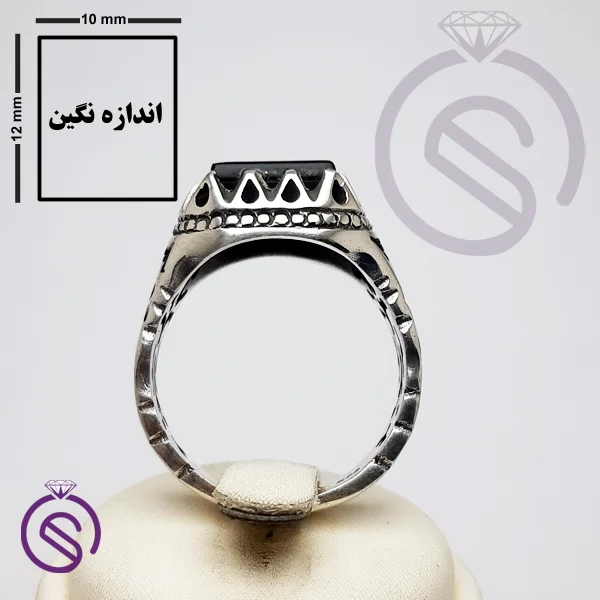 انگشتر نقره عقیق سیاه مردانه مدل خرداد
