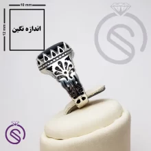انگشتر نقره عقیق سیاه مردانه مدل خرداد