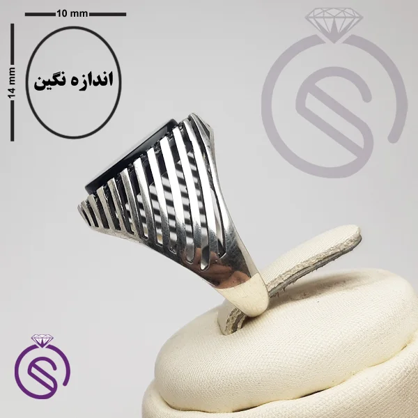 انگشتر نقره عقیق سیاه مردانه مدل کیان