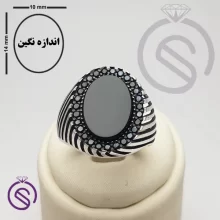 انگشتر نقره عقیق سیاه مردانه مدل کیان