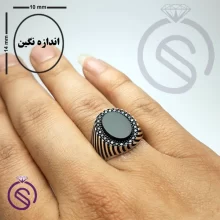 انگشتر نقره عقیق سیاه مردانه مدل کیان