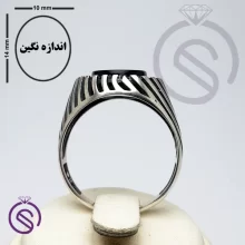 انگشتر نقره عقیق سیاه مردانه مدل کیان