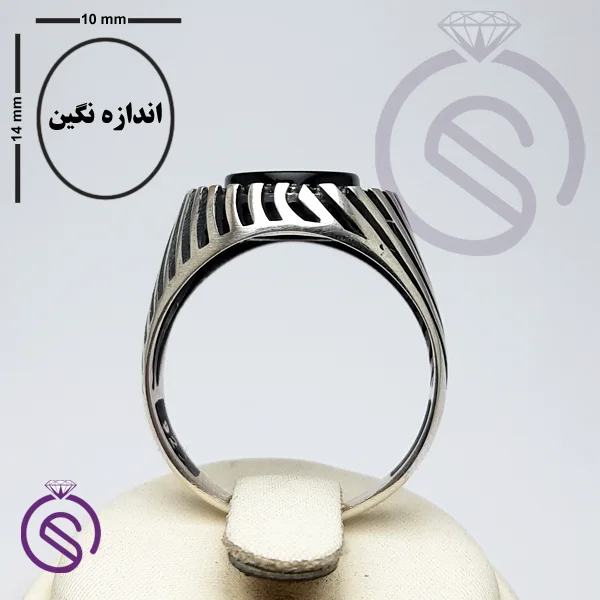 انگشتر نقره عقیق سیاه مردانه مدل کیان