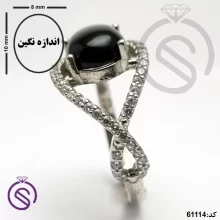 انگشتر نقره عقیق سیاه زنانه مدل بینهایت