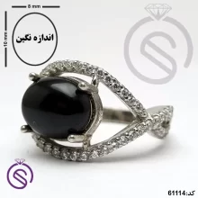 انگشتر نقره عقیق سیاه زنانه مدل بینهایت