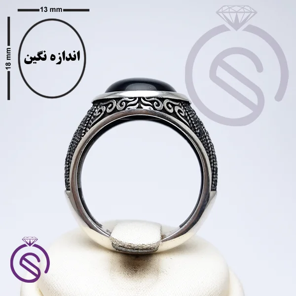 انگشتر نقره عقیق سیاه مردانه مدل کیاشا