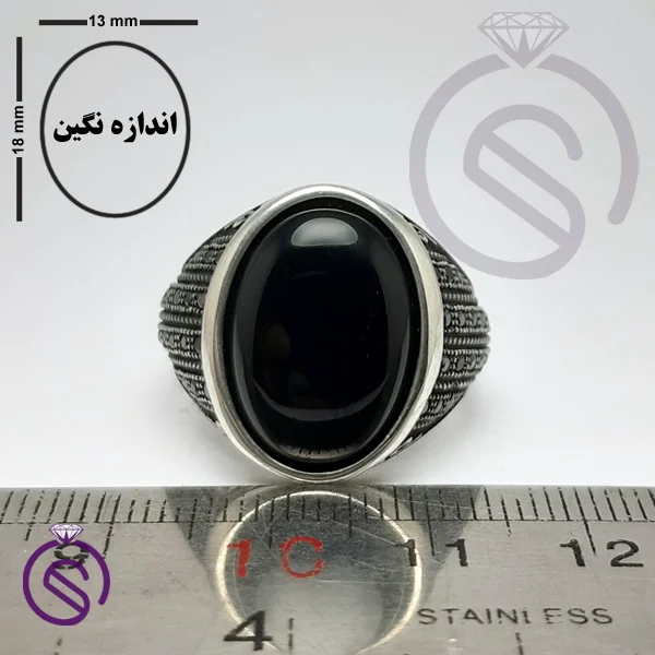 انگشتر نقره عقیق سیاه مردانه مدل کیاشا