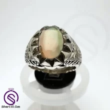 انگشتر اوپال مشکی مدل خورشید