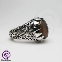 انگشتر اوپال مشکی مدل خورشید
