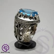 انگشتر توپاز آبی شبکه اشکی