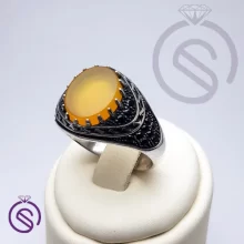 انگشتر نقره عقیق زرد شرف الشمس مردانه مدل چارلز کد 62246