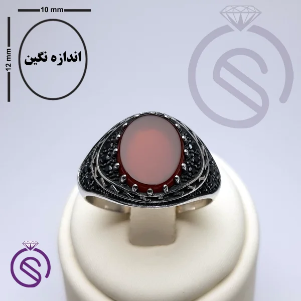 انگشتر عقیق قرمز مدل چارلز