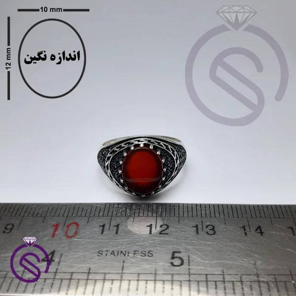انگشتر عقیق قرمز مدل چارلز