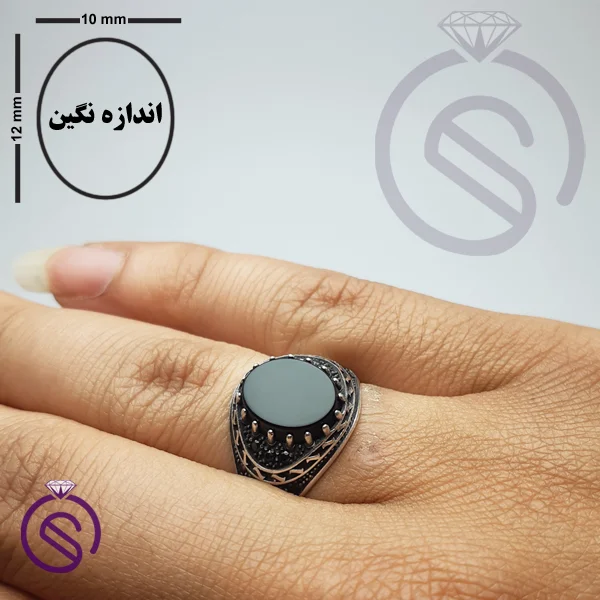 انگشتر عقیق سیاه مدل چارلز