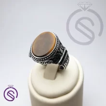 انگشتر نقره چشم ببر تخت مردانه مدل کانر کد 62339
