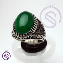 14792انگشتر نقره عقیق سبز مردانه مدل داریوش کد 62138