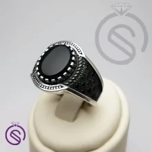 انگشتر نقره عقیق سیاه مردانه مدل دیوید کد 62255