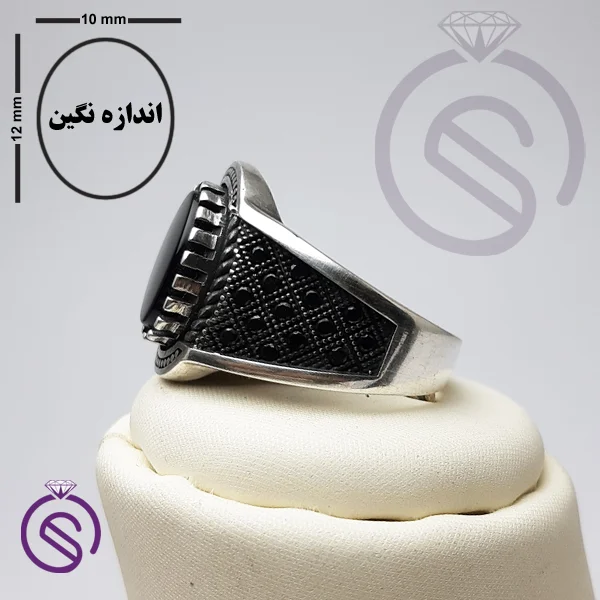انگشتر عقیق سیاه مدل دیوید