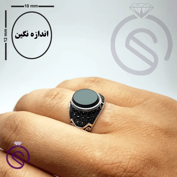 انگشتر عقیق مشکی مدل دنیس