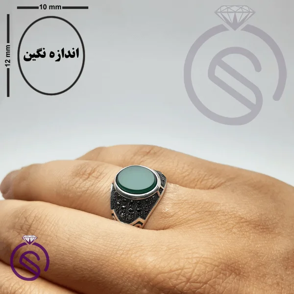 انگشتر عقیق سبز مدل دنیس