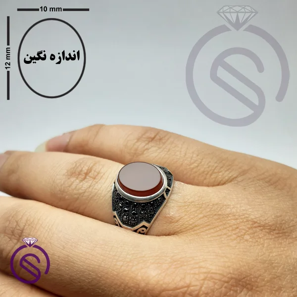 انگشتر عقیق قرمز مدل دنیس