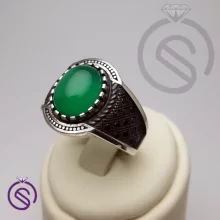 انگشتر نقره عقیق سبز مردانه مدل دیوید کد 62254