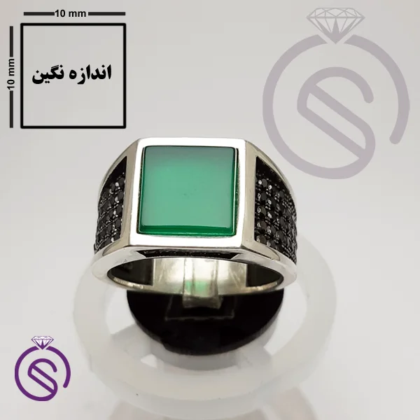انگشتر عقیق سبز مدل تارخ