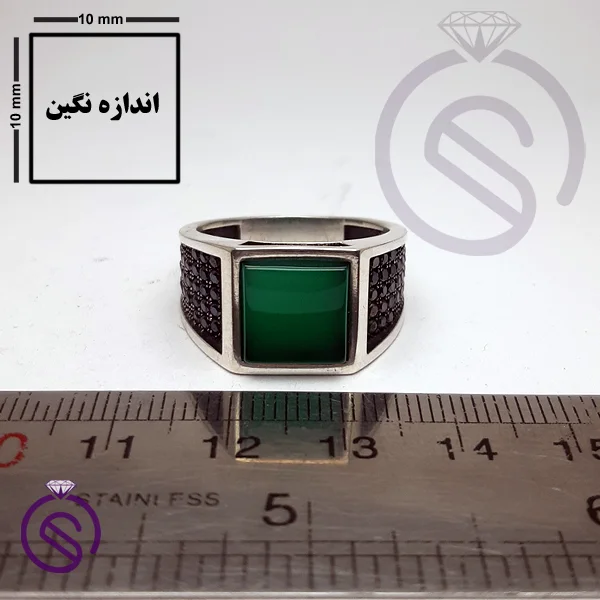 انگشتر عقیق سبز مدل تارخ