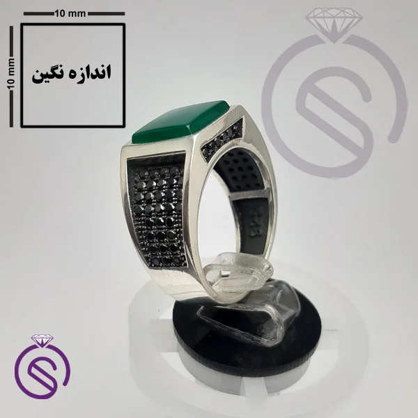 انگشتر عقیق سبز مدل تارخ