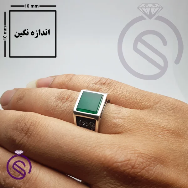 انگشتر عقیق سبز مدل تارخ