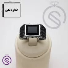 انگشتر نقره عقیق سیاه مدل ایمان